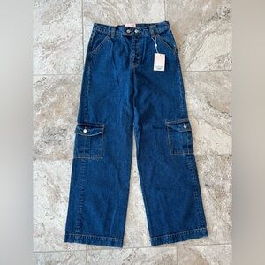 Revice Denim NWT Women's The Baja Cargo Wide Leg Jeans in Ultra Medium Blue, 30